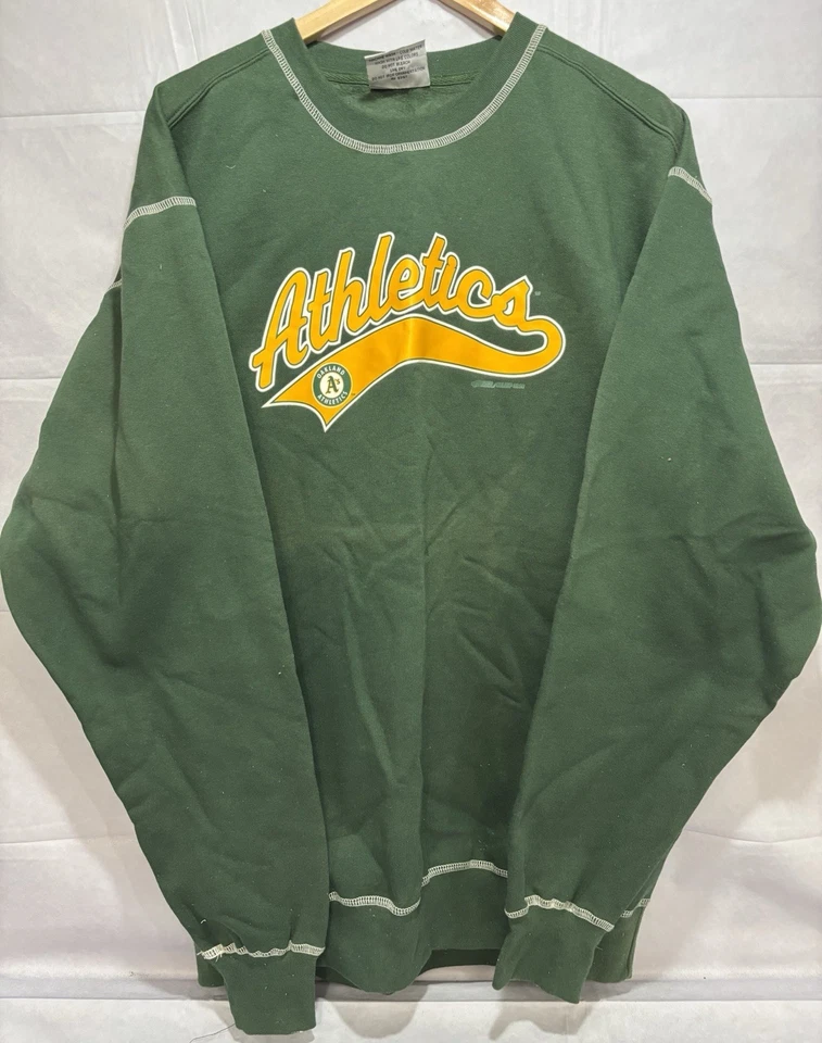 Sudadera Oakland Athletics Vintage Cuello Redondo Y2K Para Hombre Grande Verde Majestuosa Foto 2 de 4