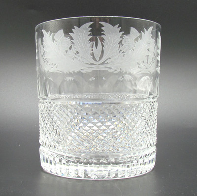 EDINBURGH CRYSTAL THISTLE 33/4'' DOUBLE OLD FASHIONED WHISKY GLÄSER SIGNIERT (12498)
