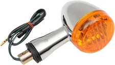K&S DOT Turn Signal Assembly Dual Filament Front Left Chrome Amber #25-3232