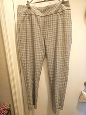 Investments Women  s Dress Pants Brown/White Plaid Straight Leg NWT