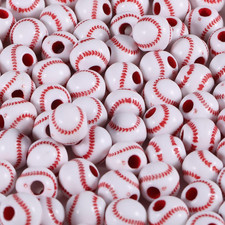 150Pcs 12MM Acrylic Beads for Jewelry Making,Baseball Beads Acrylic Round Beads
