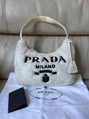 Original Prada Re-Edition 2000 Terry Mini Schultertasche schwarz/weiß limitierte Auflage