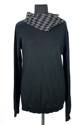Dsquared2 Black Cotton Sweater Scarf Collar Made in Italy Women s L