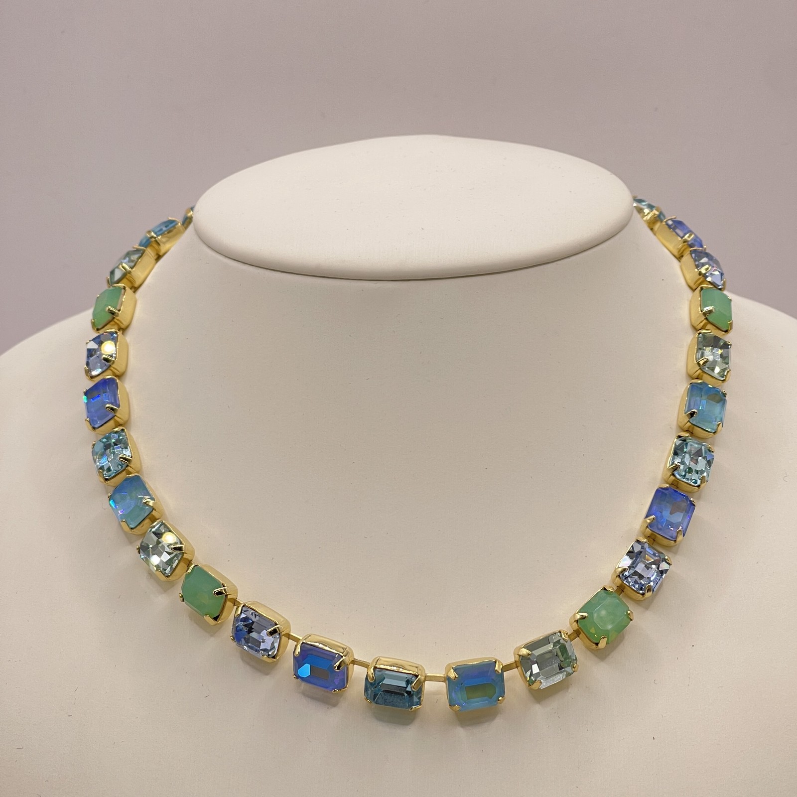 Sorrelli Womens Ovtavia Repeating Tennis Necklace Gold Tone/Ocean 16