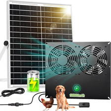 Metal Solar Dual Fan with Battery Day Night Work Fans, 25W Solar Powered Fan