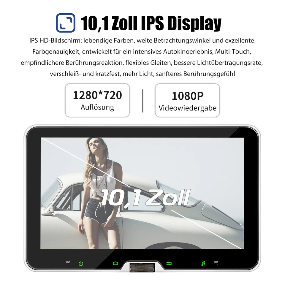 10 Zoll 1 DIN Android 15 4+64G Autoradio Carplay GPS Kamera Drehbarer Bildschirm - Bild 3 von 4