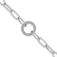 1 Ct Round Cut Simulated Diamond Women Paperclip Bracelet 14K White Gold Plated