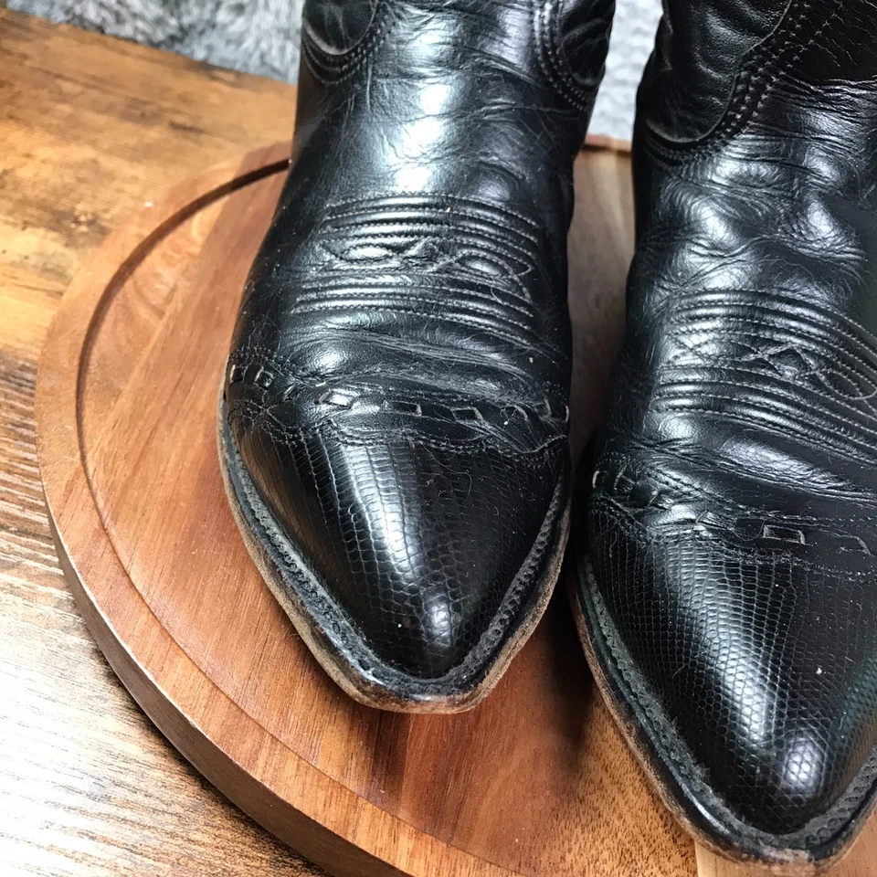 Nocona Western Botas Mujer 8B Cuero Negro Punta Punta Vaquera Rodeo Foto 3 de 4