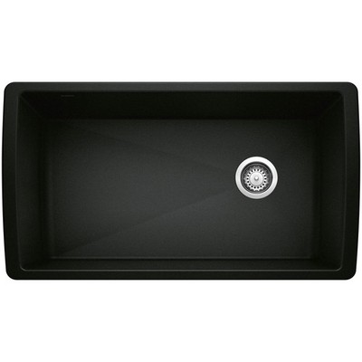 BLANCO Bowl Diamond Silgranit Super Single Undermount Kitchen Sink, 33.5x18.5