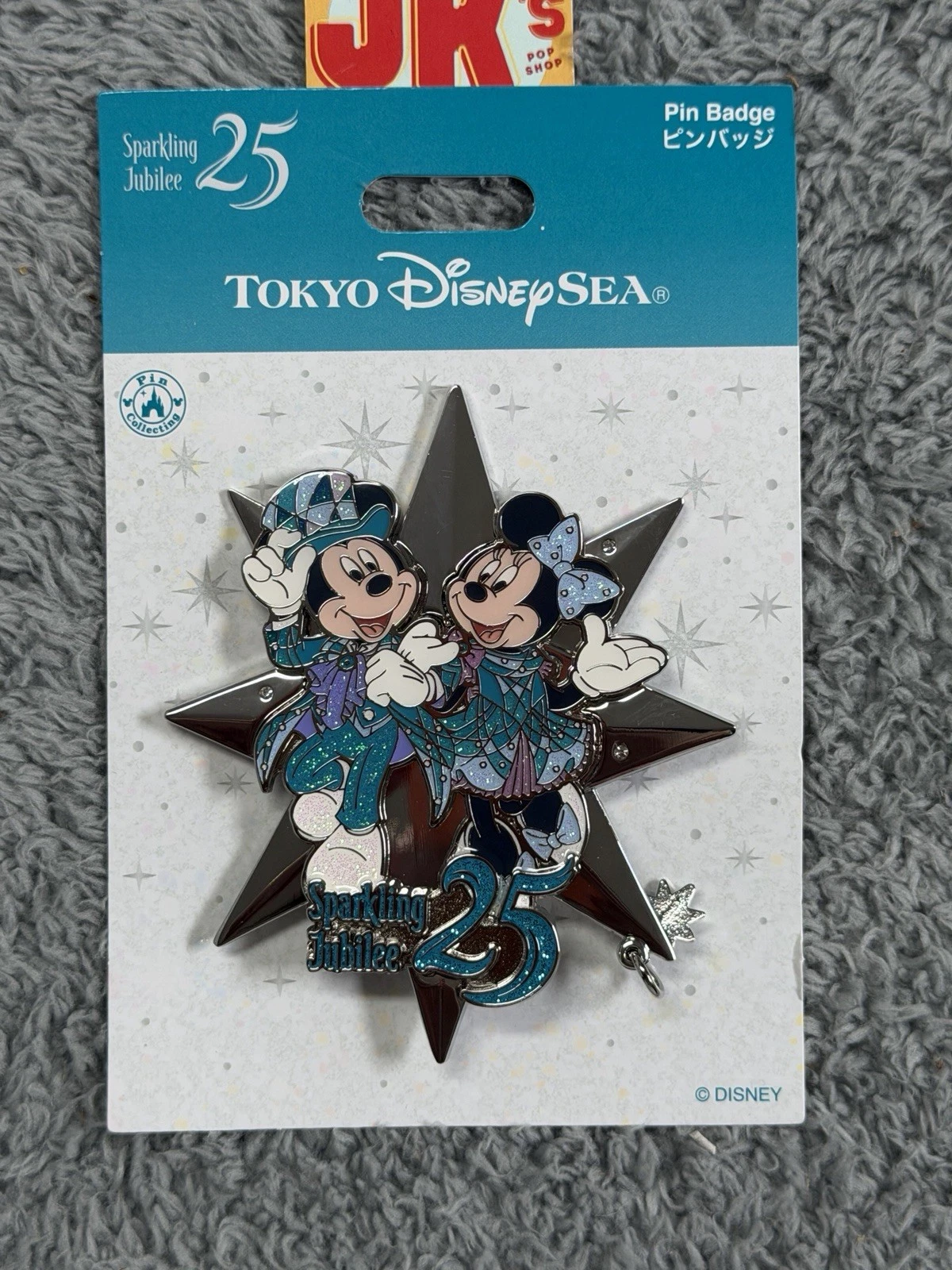 Tokyo Disney Sea 25th Anniversary Mickey Minnie Pin Jumbo Sparkling Jubilee