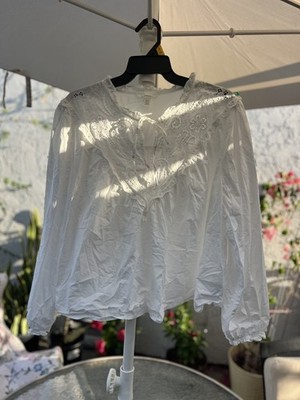 h&m cotton long sleeve blouse, lightweight, xl