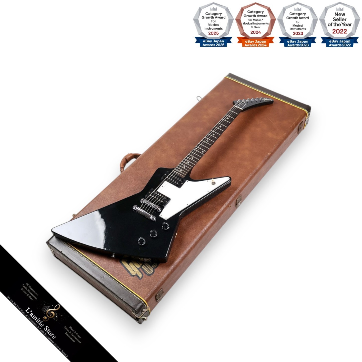 Gibson Explorer '76 Black Electric Guitar 1995 with Hard Case