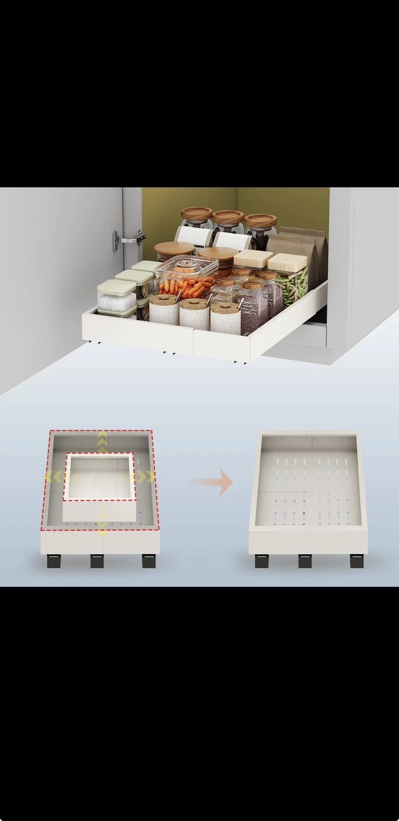 Pull out Cabinet Organizer,Expandable Width(11"-16"),Depth(17"-24") with 3 Ra...