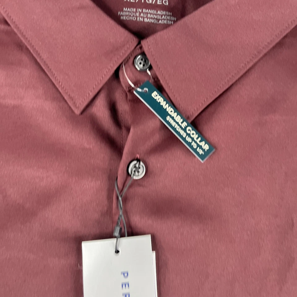 Perry Ellis Motion Shirt XL Burgundy Strech Casual Button Up Long Sleeve Men New - Image 4 of 4