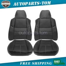 For 08-10 Ford F250 F350 Super Duty Lariat XLT XL Front Leather Seat Cover Black