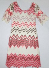 Multi Color Chevron Lined Womens Dress Size 1X 3/4 Sleeves Made In USA