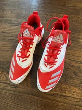 JORGE SOLER SIGNED 2023 GAME USED BASEBALL CLEATS AUTO MARLINS RED