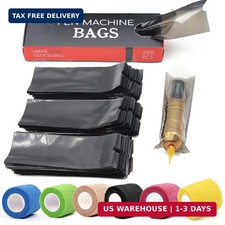 Tattoo Machine Pen Cover Tape Wraps, 200pcs Tattoo Machine Covers and 6pc