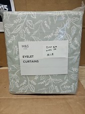 M&S Home Eyelet Curtains Light Blue Mix Leaf Pattern 210cm X 110cm 2 Part Set