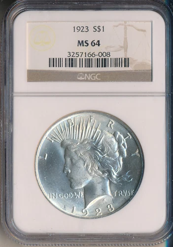 1923 PEACE SILVER DOLLAR **NGC CERTIFIED MS 64** FREE SHIPPING!!