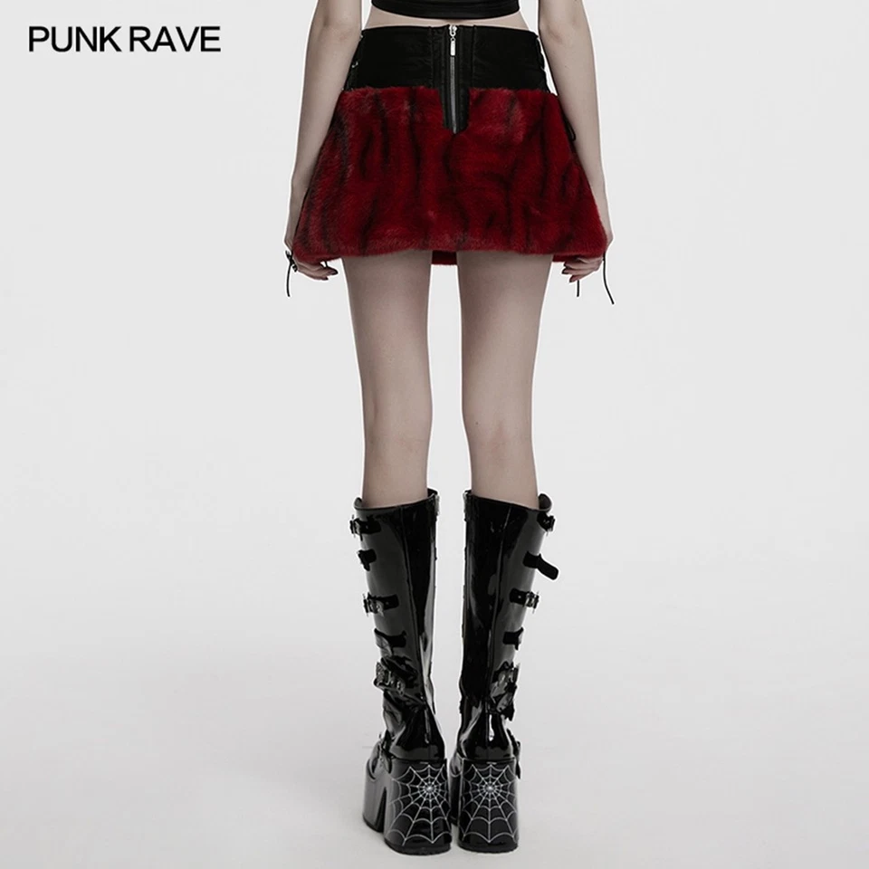 Dark In Love Mujeres Gótico Punk Llama Teñida con Corbata Falda Cintura Ajustable Falda Foto 3 de 4