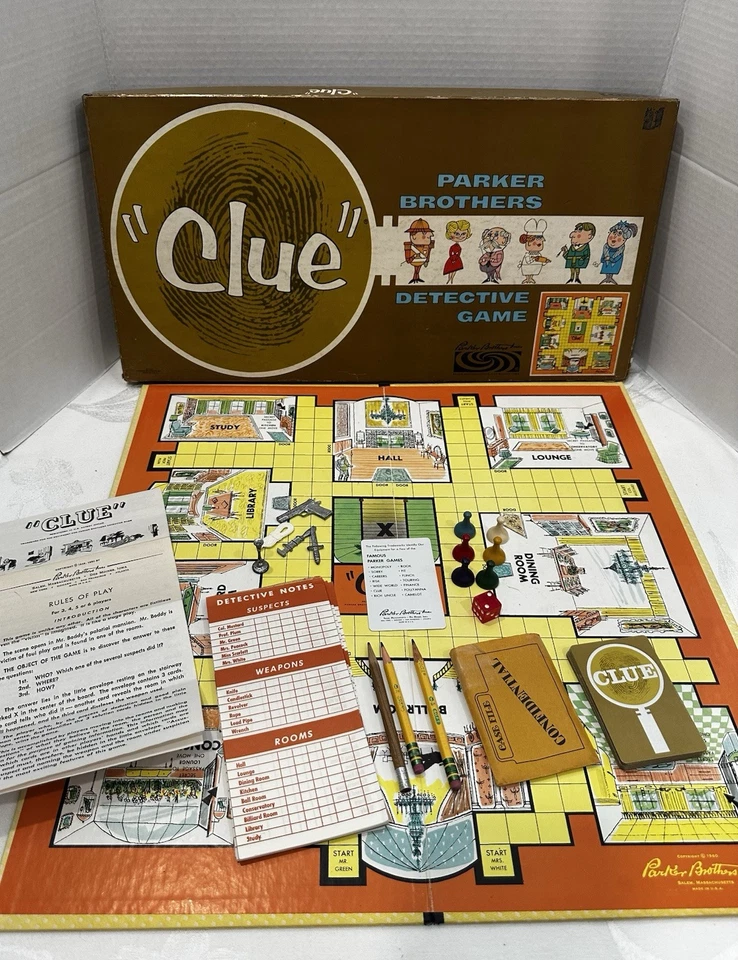 VINTAGE 1960 Clue Board Game Parker Brothers Mystery Crime Game COMPLETE L👀k🔥 - Image 2 of 4