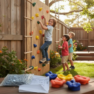 #ad Rock Climbing Holds For Kids Indoor Outdoor Rock Wall Kit DIY $27.95