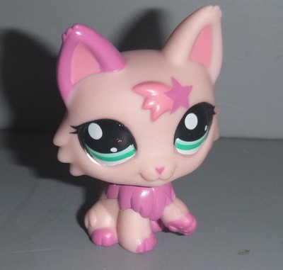 Hasbro Littlest Pet Shop LPS PINK WOLF CAT W/BLUE EYES 2009 *EX Cond