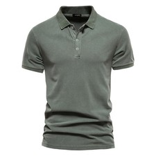 100 Cotton Solid Color Men's Polo Shirts Casual Short Sleeve Turndown M