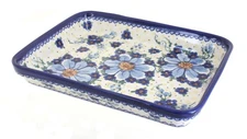 Blue Rose Polish Pottery Daisy Surprise Medium Rectangular Baker