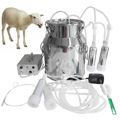14L Electric DualHead Sheep Goat Milking Machine Cow Milker Vacuum Pump Impulse