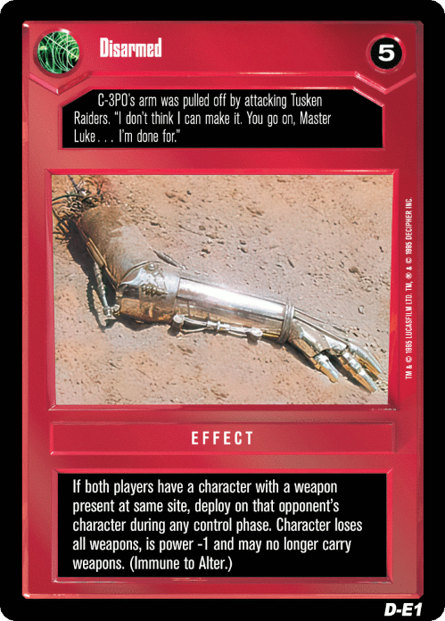 Star Wars CCG Limited Premiere BB M/NM Disarmed