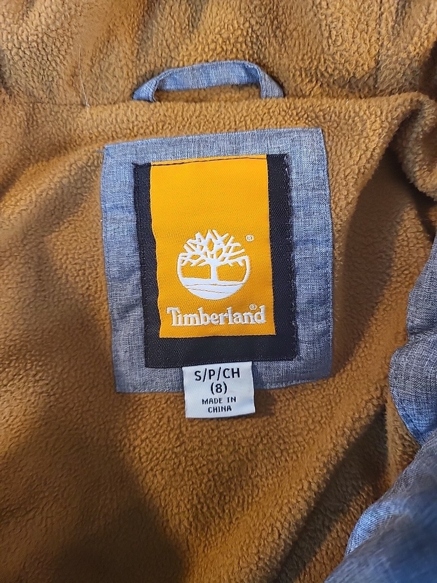 Timberland Boys Puff Hooded Fleece Lined Gray Full Zip Timberland Boys Puff Hooded Fleece Lined Gray Full Zip