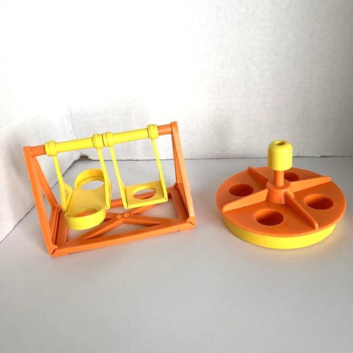 Vintage Fisher Price Little People Swing Set & Merry Go Round Playground