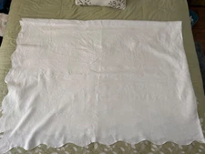 Vintage Irish Linen Tablecloth 95"X66"- beautiful scallop edging