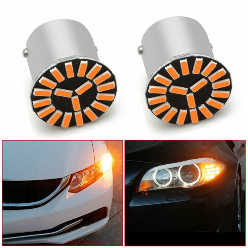 2Pcs 1156 BA15S LED Car Signal Lights Amber P21W Auto Indicator Reverse Bulbs - Picture 8 of 13