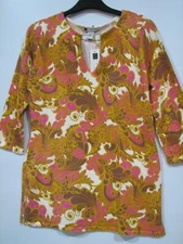 Carole Little Tunic Fine Knit Sweater Women's Furled Floral Pattern S