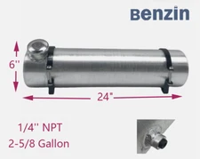 1/4'' NPT Outlet Gas Tank 6 x 24" 2 5/8 Gallons Fuel Tank Aluminum Spun For Boat