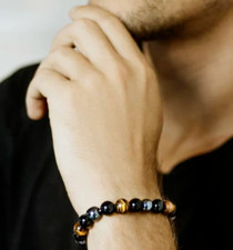 2025NEW 10mm Triple Protection Hematite Black Obsidian Tiger Eye Bracelet Gift