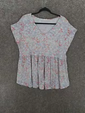 BE Stage Pastel Babydoll Tunic Top Womens 2XL Plus Short Sleeve Blue Purple Boho