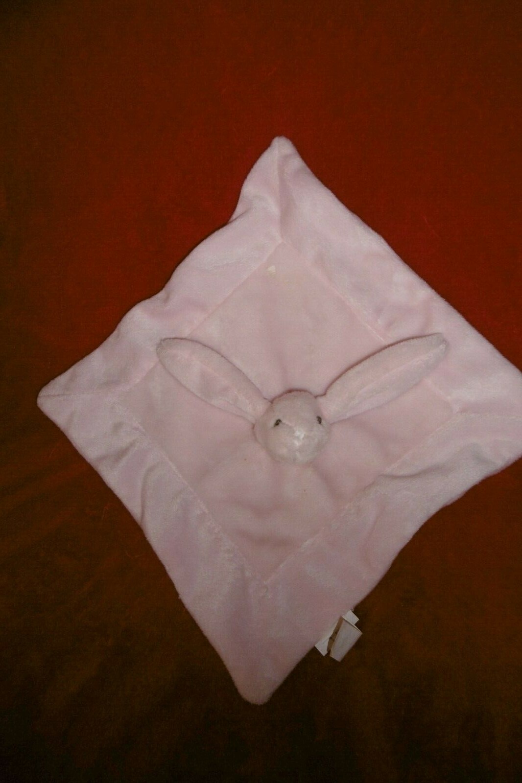 Doudou lapin plat carré rose neuf naissance peluche bébé