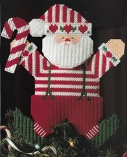 MERRY SANTA TREE TOPPER CHRISTMAS PLASTIC CANVAS PATTERN INSTRUCTIONS