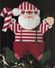 MERRY SANTA TREE TOPPER CHRISTMAS PLASTIC CANVAS PATTERN INSTRUCTIONS