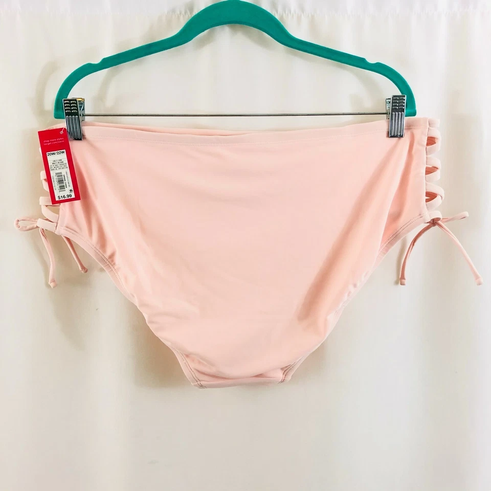 Parte inferior de bikini Xhilaration descarada con tiras laterales rosa claro talla 24W/26W Foto 2 de 3