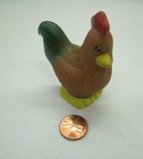 Brown Rooster Chicken 2.5" Tall Unknown Manufacturer Hard Plastic Farm Animal