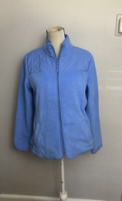 Talbots fleece jacket blue Medium quilted full zip NWT