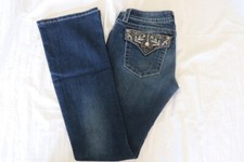 MISS ME Boot Cut Blue Jeans JP5909B2 Boot w/ Flap Pockets Size 28