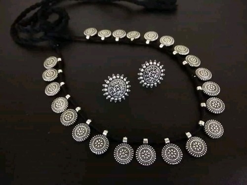 Silver choker Necklace Jewelry set 