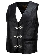 Lederweste Leder Weste Kutte Biker Rocker Motorrad schwarz Grösse M - 3 XL