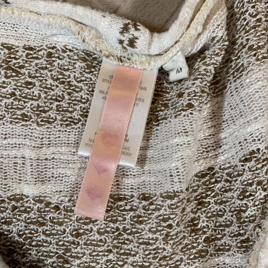 Suéter mediano Three Hearts para mujer cárdigan delantero abierto bolsillos a rayas elástico Foto 2 de 4